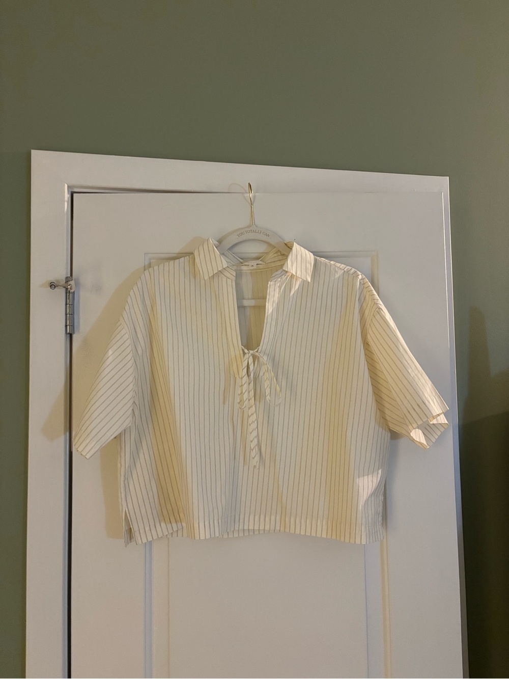 All Row striped beige blouse